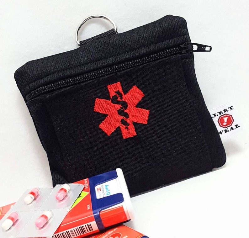 Auvi-Q Medicine Case, Inhaler Case, First Aid Case by Alert Wear Red