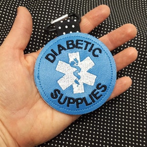 Diabetic Medical Alert Tag Diabetic Supplies Label Blue White Diabetic Backpack Medical Alert Tag by Alert Wear image 2
