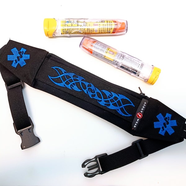 Epi-Pen Case with Tribal Twist Design, Medicine Case for AuviQ Diastat or EpiPens Super Slim Waist Fanny Pack