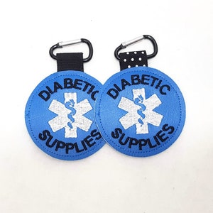 Diabetic Medical Alert Tag Diabetic Supplies Label Blue White Diabetic Backpack Medical Alert Tag by Alert Wear image 4