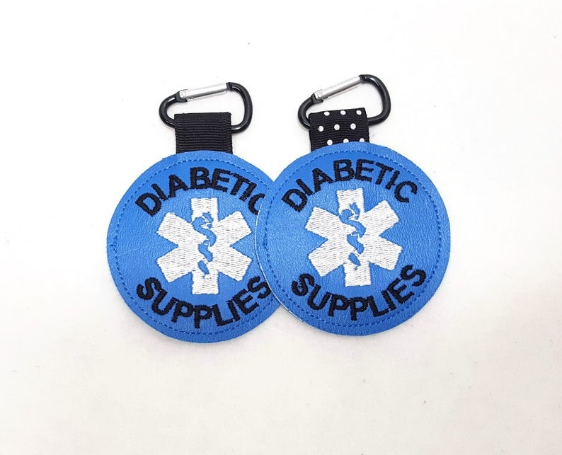 Diabetic Medical Alert Tag Diabetic Supplies Label Blue White Diabetic Backpack Medical Alert Tag by Alert Wear image 4