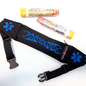 Epi-Pen Case with Tribal Twist Design, Medicine Case for AuviQ Diastat or EpiPens / Super Slim Waist Fanny Pack by Alert Wear Light Royal Blue