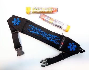 Epi-Pen Case with Tribal Twist Design, Medicine Case for AuviQ Diastat or EpiPens / Super Slim Waist Fanny Pack by Alert Wear