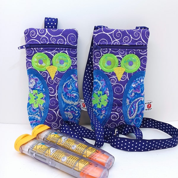 Insulated Medicine Case Purple Owl Design Case for Epi-Pens by Alert Wear