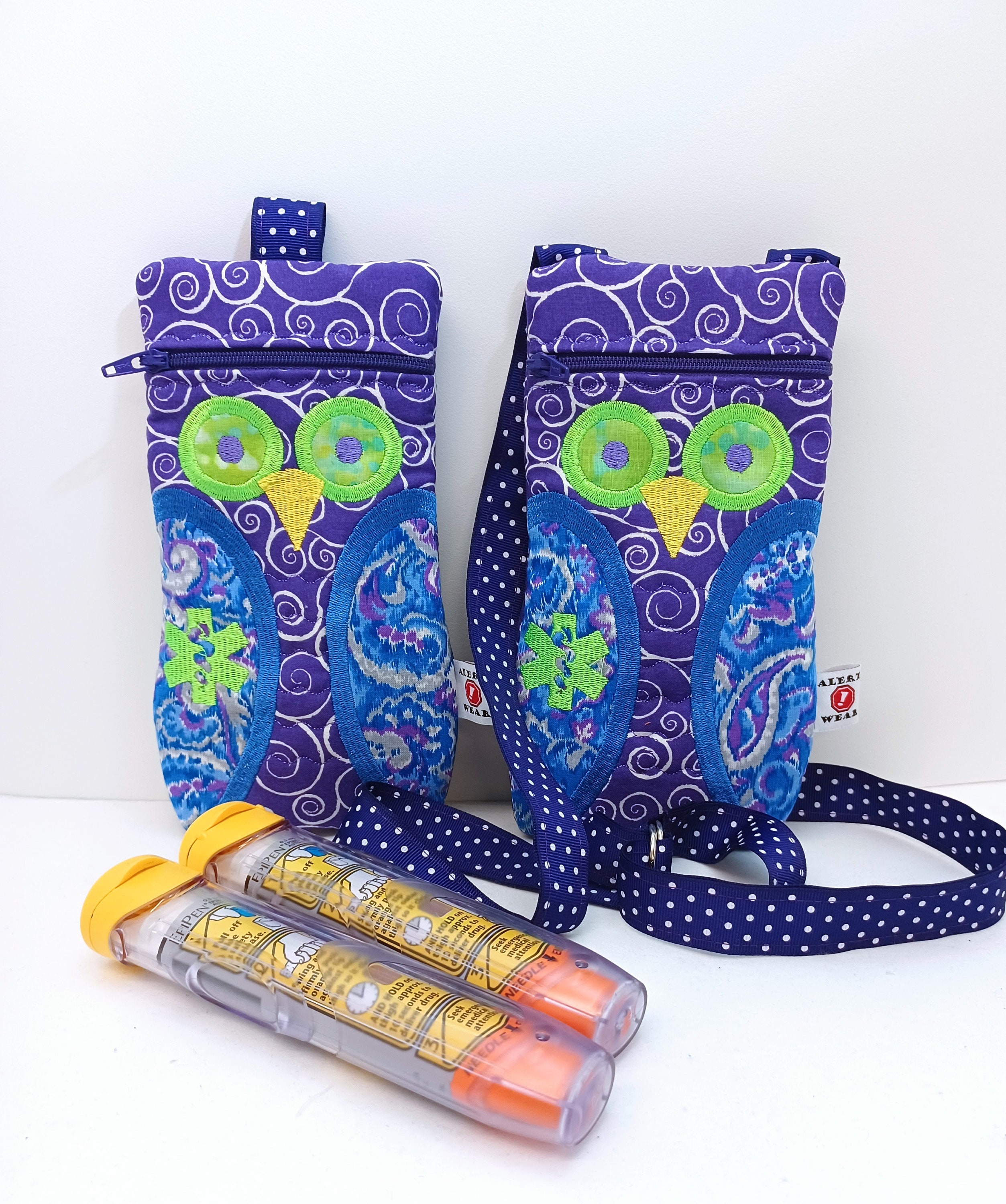 Insulated Medicine Case Purple Owl Design Case for Epi-Pens by Alert Wear