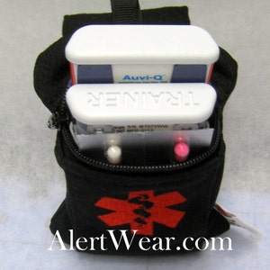 Custom AuviQ or Inhaler Medicine Case with Optional Adjustable Strap on Back by Alert Wear image 3