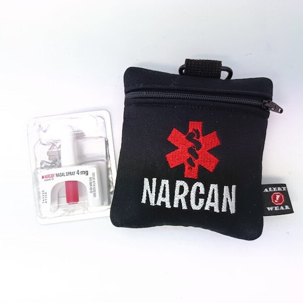 Black Narcan Case with Embroidered Medical Alert Naloxone Case by Alert Wear