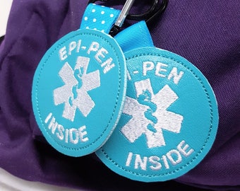 Medical Alert Tag "Epi-Pen Inside" Label Teal Food Allergy Awareness  Backpack Medical Alert Tag by Alert Wear