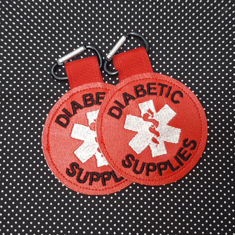 Diabetic Medical Alert Tag Diabetic Supplies Label Blue White Diabetic Backpack Medical Alert Tag by Alert Wear image 5