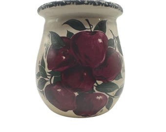 Home & Garden Party Apple Stoneware Crock Hand Made USA 1999 Vintage 6 Inch