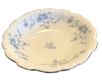 Bol para sopa o ensalada Johann Haviland Blue Garland Bavaria Alemania con borde festoneado de 7,5 pulgadas.