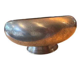 Preisner Pewter Footed Centerpiece Bowl Vintage Silver Tone Metal 2081 MCM Decor
