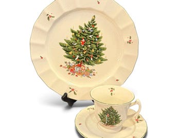Studio Nova Holiday Season NY102 Christmas Tree Plate Cup Saucer Set Japan