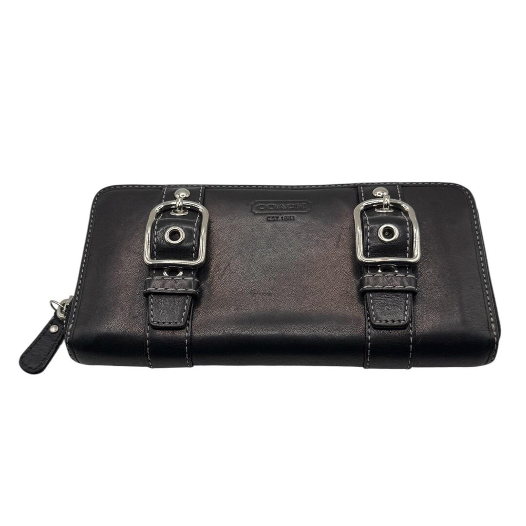 小物 Coach Soho Signature Wallet Y2K BLACK Coach Soho Buckle Zip Around Wallet Black Leather Purple Interior