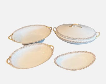 Noritake Nippon The Metz antieke serveerset terrineschotels roze bloemen goud