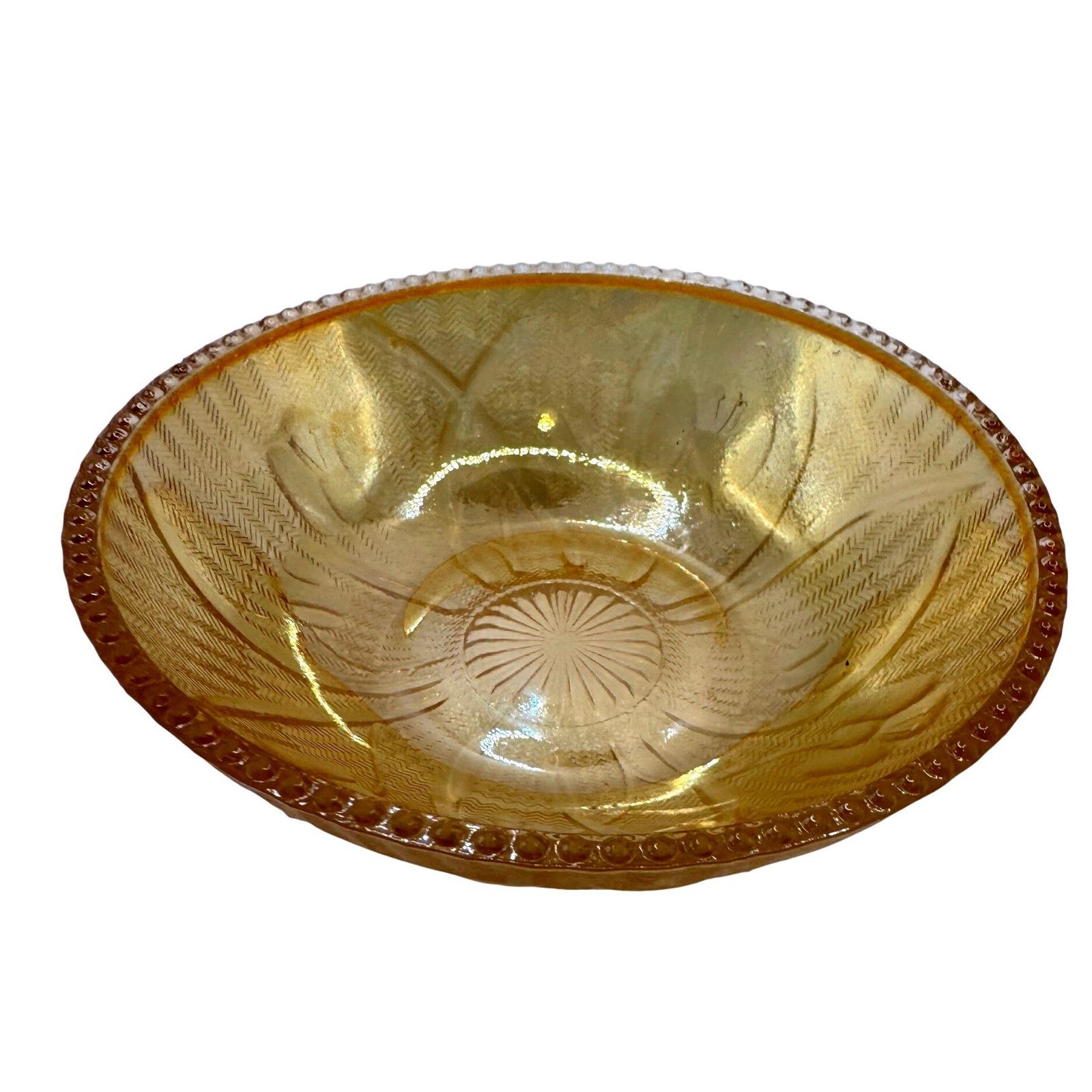 Jeanette Glass Iris and Herringbone Marigold Carnival Glass