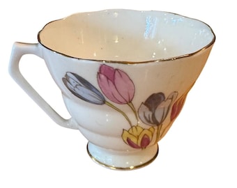 Radfords Fenton Bone China-theekop vintage bloemen tulp gouden rand Engeland