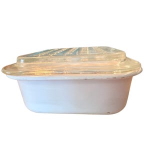 Vintage Corning Ware MC-1-B witte 7 x 5,5 inch braadpan pyrex deksel met kuiltjes