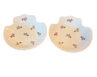 Lara Takahashi San Francisco vintage schelp bloemen trinket schotel set 2 witte roos