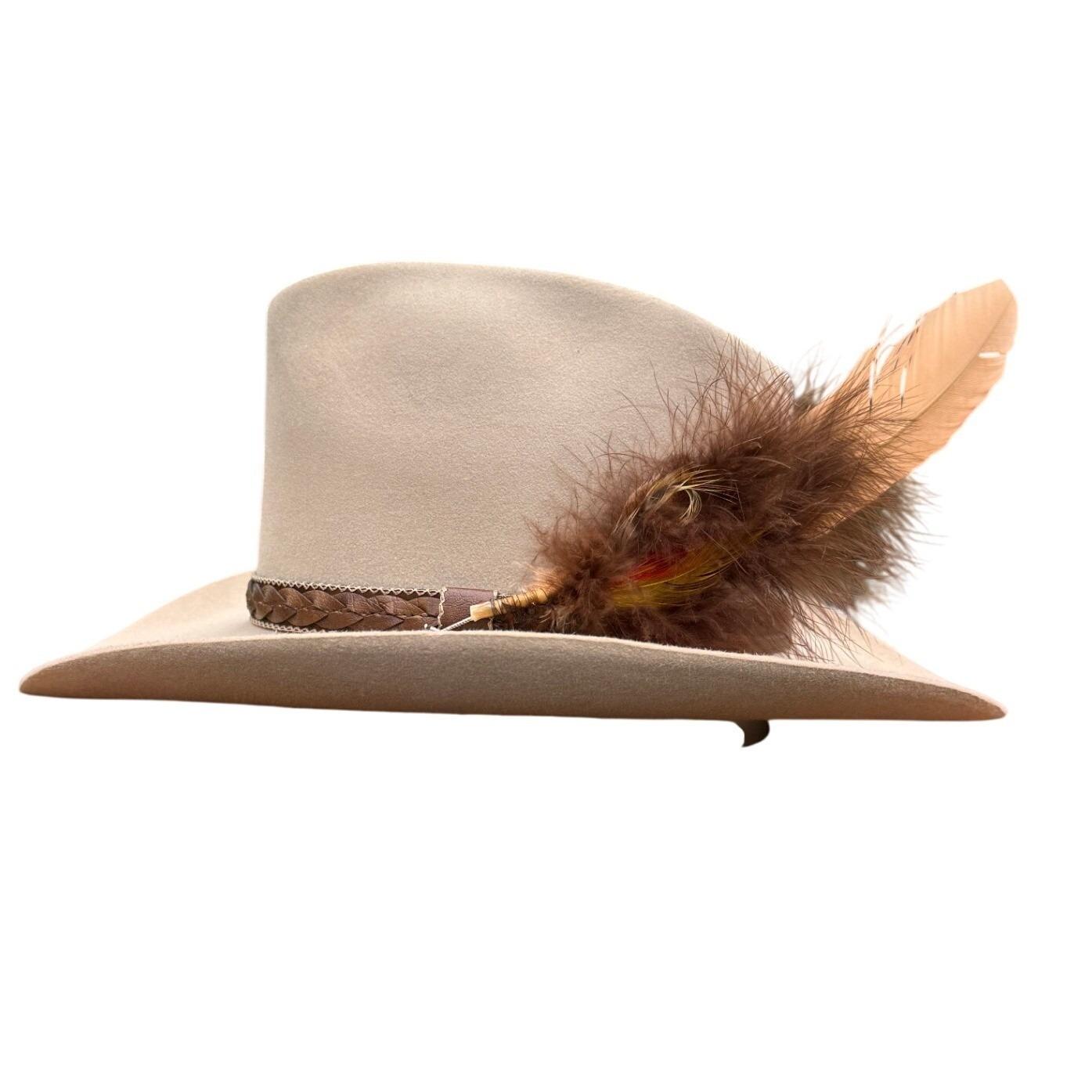 Royal Stetson Brown Felt Fedora with Feather Accent Size 59- 7 3/8 Stetson Brown Feather Vintage Hats for Men for sale | eBay main image 3