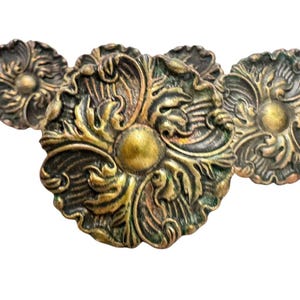 Vintage Ornate Floral Rosette Brass Cabinet Knobs Drawer Pulls Set of 8 993