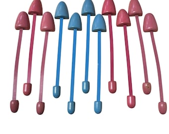 Vintage Lot of 11 Painted Wood Shoe Trees Shapers Pink Blue Mid Century Retro