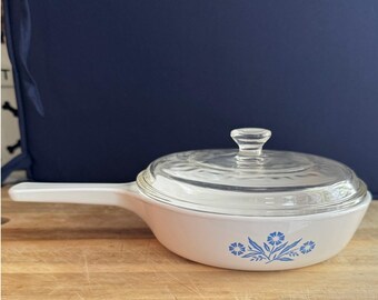 Vintage Corning Ware Blue Cornflower P-83-B 6.5 Inch Skillet pyrex Glass Lid USA