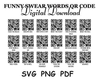 101 Swear Words QR Code SVG | Funny Slogans (Digital Download)