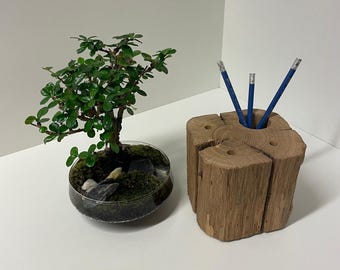 Handmade Pencil Holder from 19th Century Reclaimed French Oak Beam