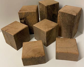 Handmade weathered oak pedestals - 10x10cm natural solid wood riser, display stand or DIY (10cm base, custom heights)