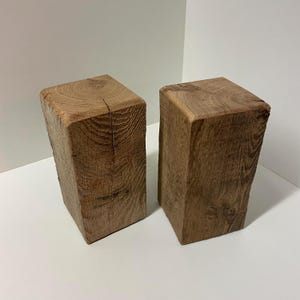 Set of 20cm high handmade weathered oak pedestals — solid wood riser, natural display stand or DIY (10x10x20cm)