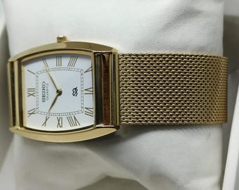 Vintage Seiko Tank Watch – White Roman Dial, Stainless Steel - Etsy