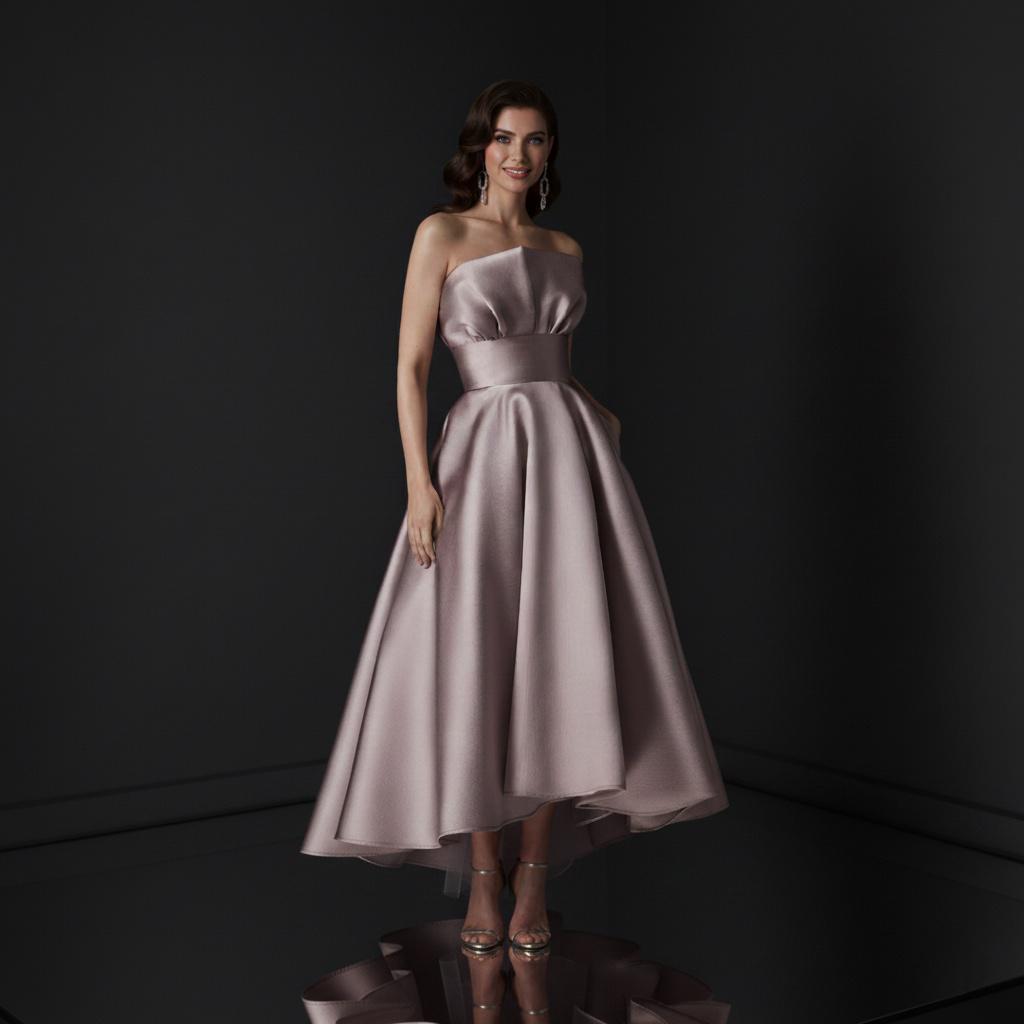 sachin and babi light blue dress Sharon Said Luxury Arabic Dusty Rose Evening Dresses with Cape Dubai  Strapless Midi Women Wedding Party Gowns SS492 Customized main image 1