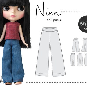 Sewing pattern, Blythe size: Nina pants / trousers for dolls. PDF download.