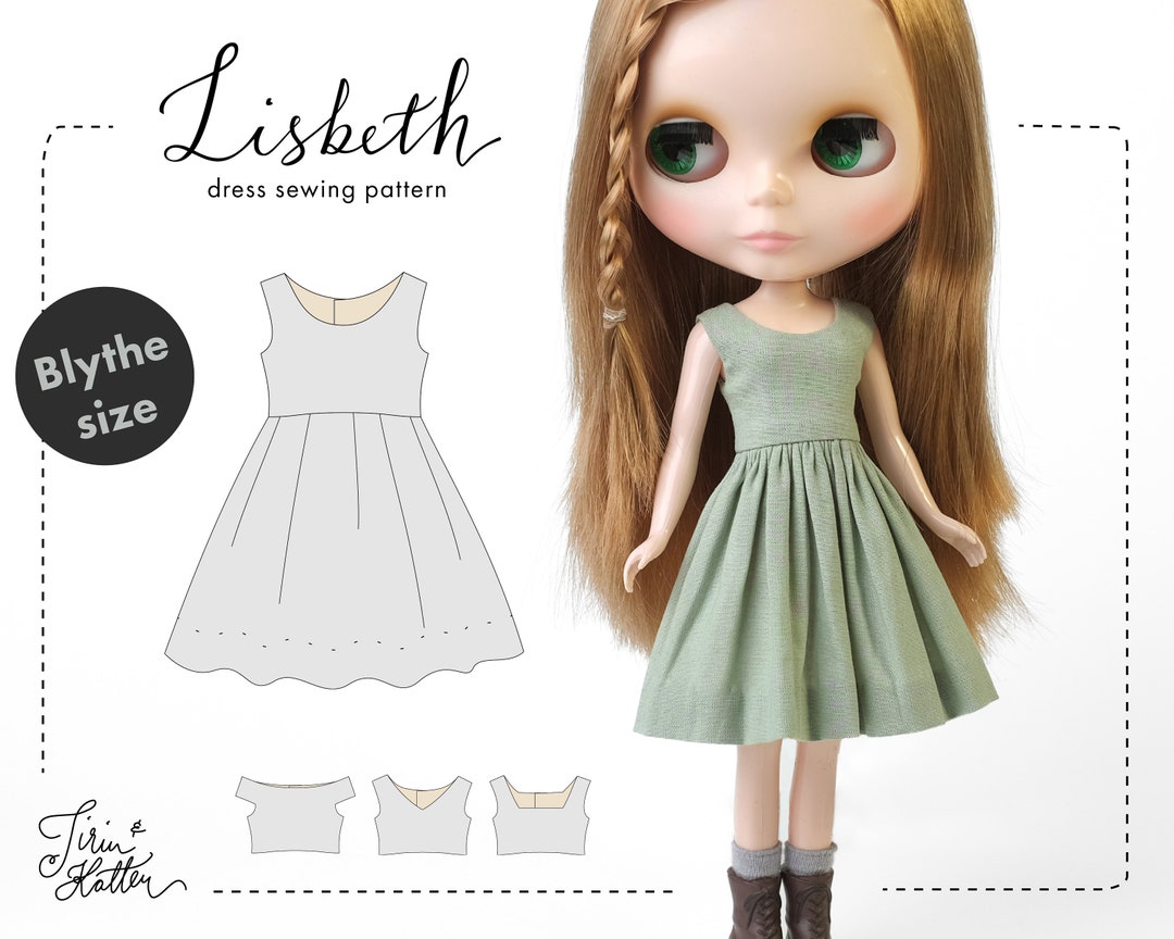 Sewing Pattern, Blythe Size: Lisbeth Dress for Dolls. PDF Sewing Pattern, Blythe Size: Lisbeth Dress for Dolls. PDF