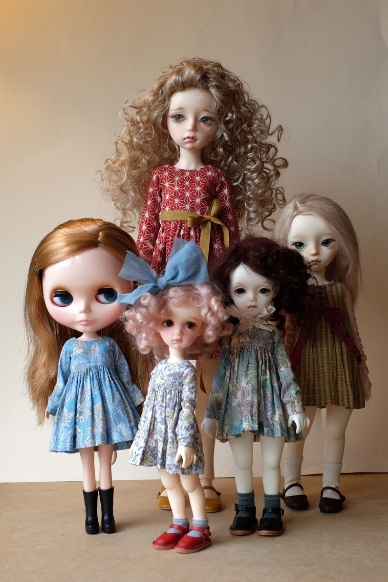 YoSD PDF download MSD. Tutorial for Blythe dolls and iMda BJD Long sleeved doll dress sewing pattern