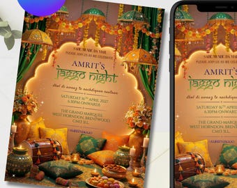 Boys Jaggo Invitation Template | Editable Punjabi Jago Invite | Groom Side Mehndi, Dholki Invite