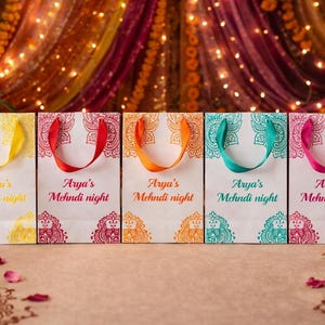 20 Mehndi Night Gift Bags with Satin Ribbon - Multi colour option