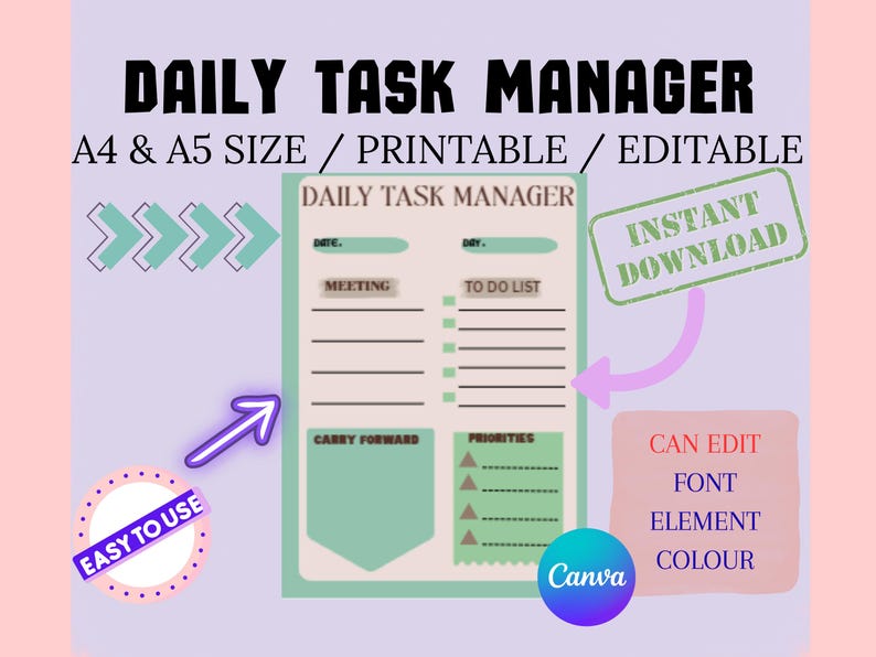 Discover Task Manager Green Template | Daily Planner | for HR, Teachers ...