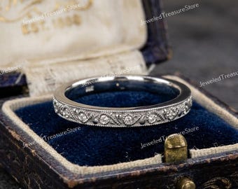 1910s Antique Art Deco Diamond Wedding Band Ring Estate Band Stacking Band Vintage Band Eternity Band Diamond Antique Band Anniversary Ring