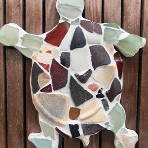 Sea Glass and Pottery Terrapin Turtle