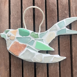 Sea Glass Swallow with Uranium Glass and Brick