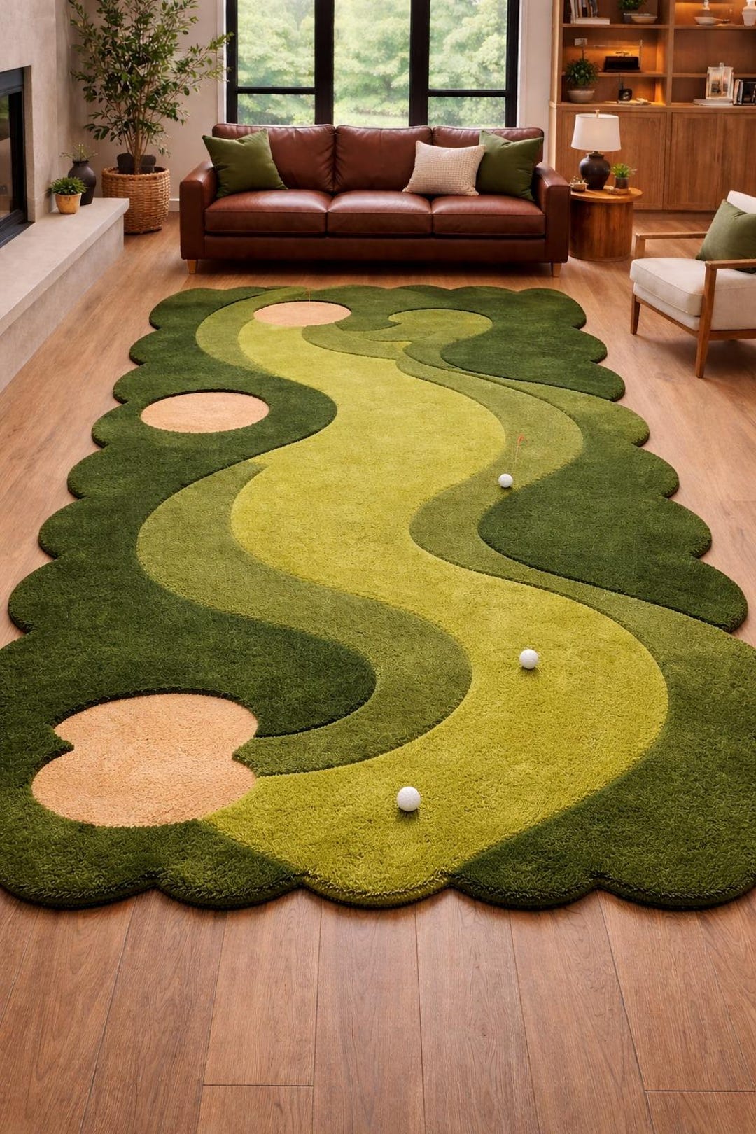 Golf Ramp Rug Indoor Golf Putting Green Rug – Mini Golf Course Area Rug With Curved ...