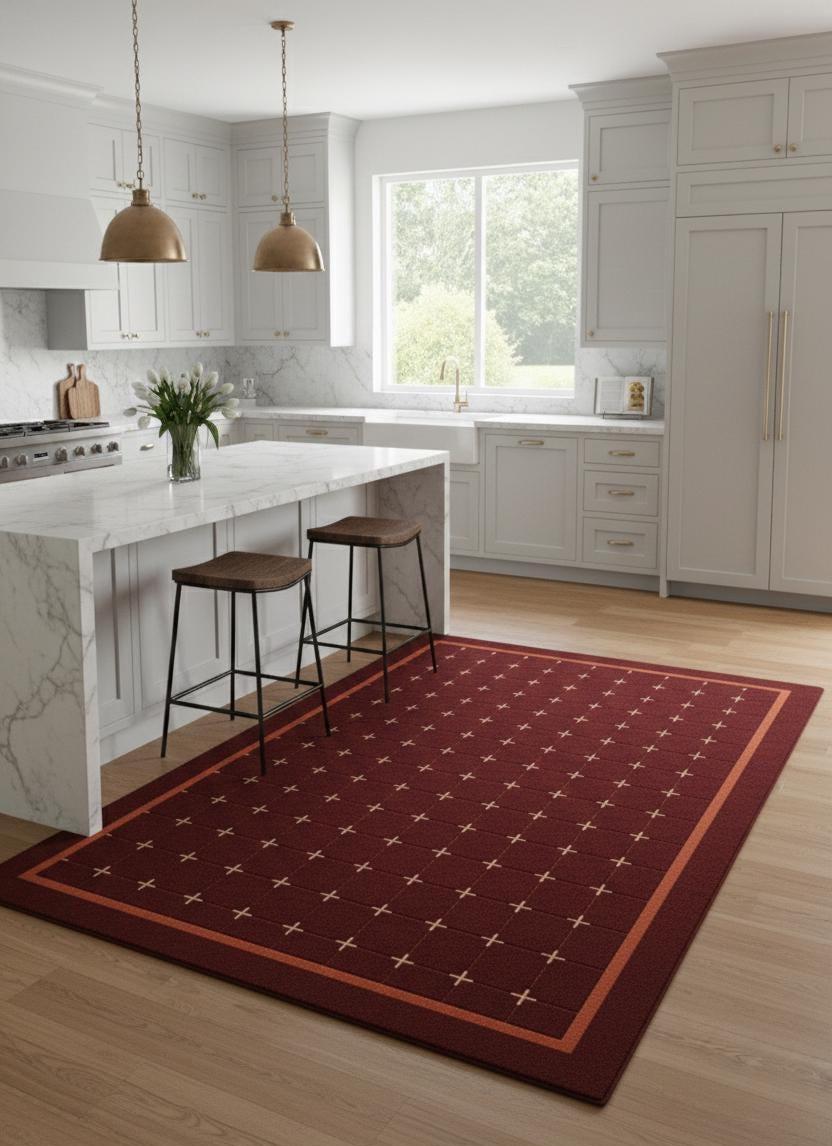 Modern Abstract Wool Area Rug, Hand Tufted Terracotta Red Rug With ...