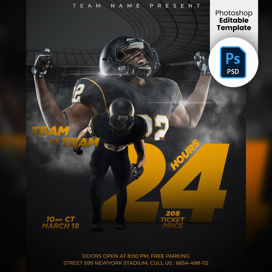 Editable Sports Poster PSD: Customizable Photoshop Template (digital ...