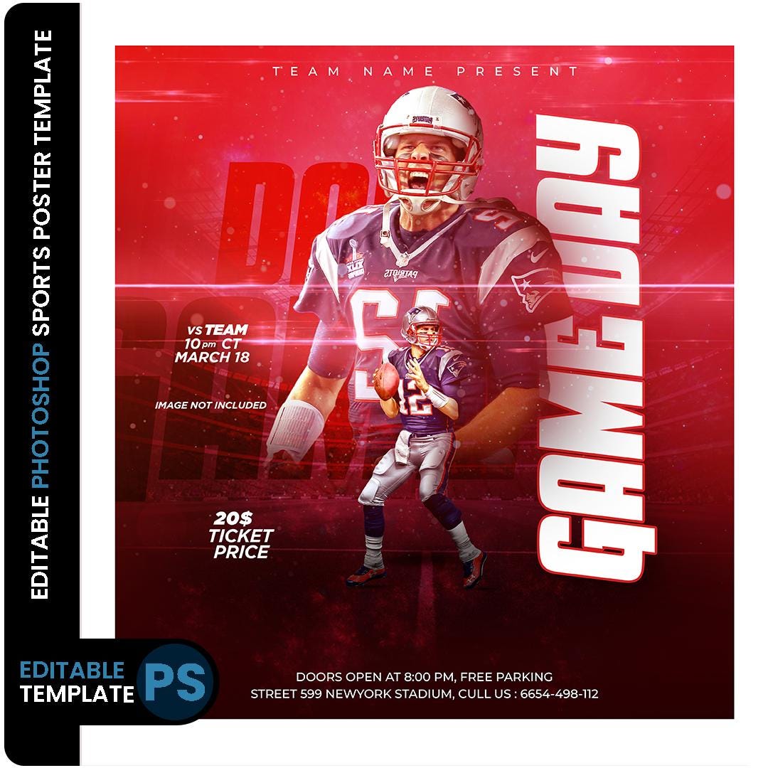 Editable Sports Poster PSD: Customizable Photoshop Template (digital ...