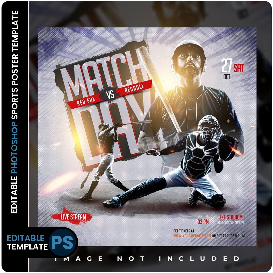 Editable Sports Poster PSD: Customizable Photoshop Template (digital ...