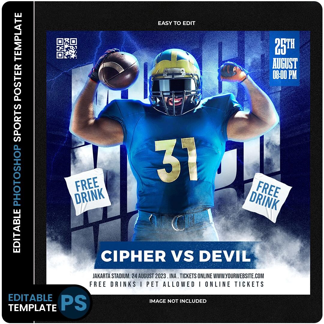 Editable Sports Poster PSD: Customizable Photoshop Template (digital ...