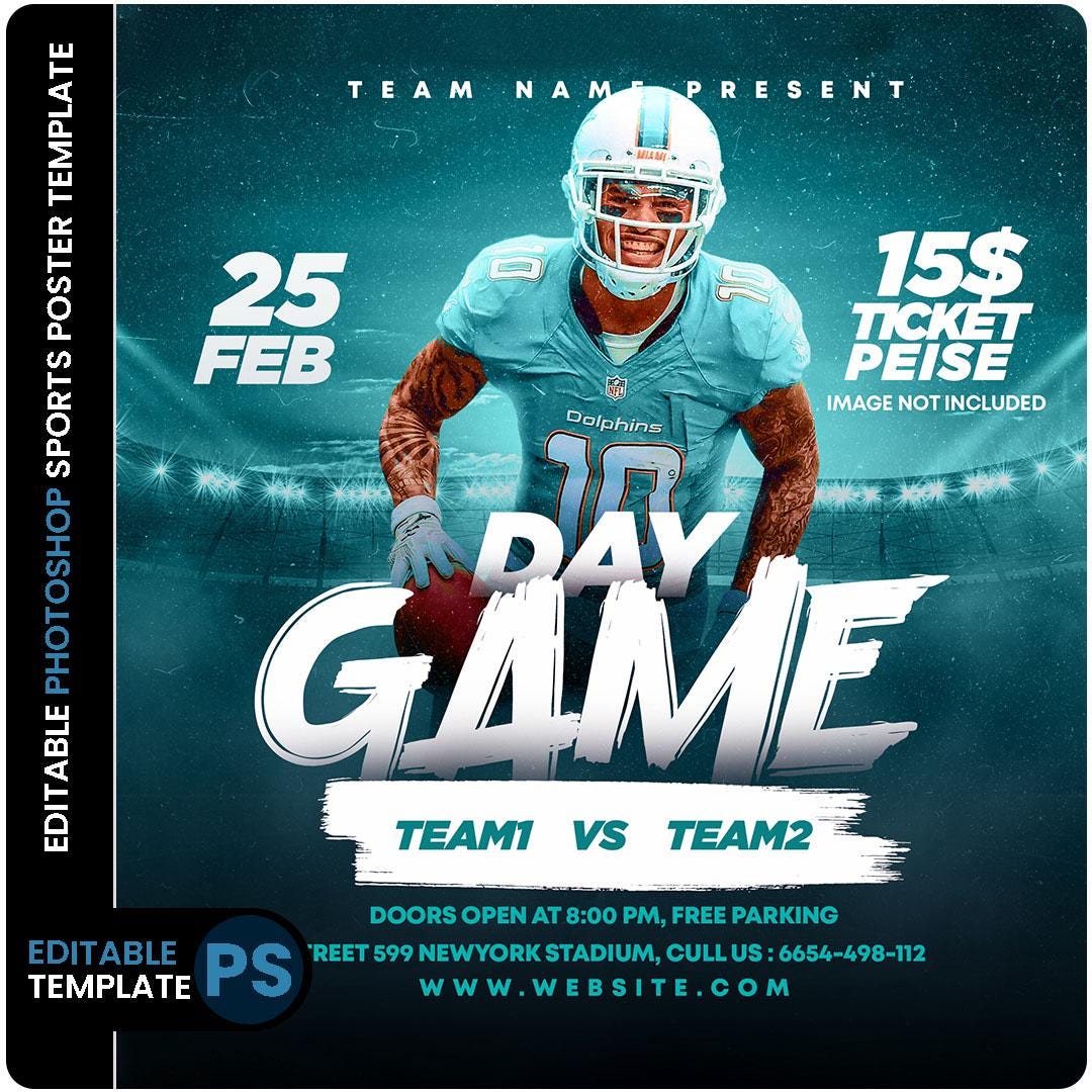 Editable Sports Poster PSD: Customizable Photoshop Template (digital ...