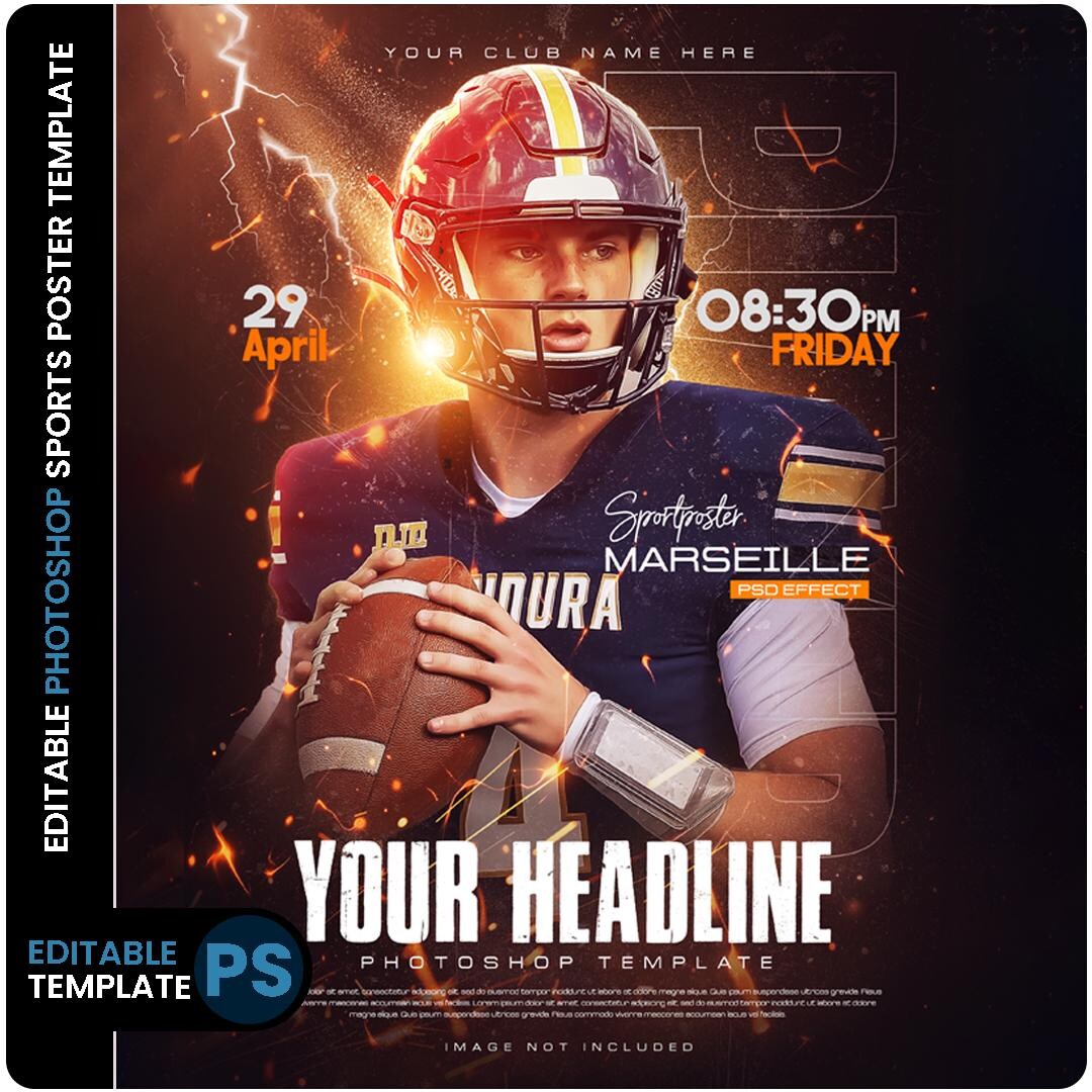 Editable Sports Poster PSD: Customizable Photoshop Template (digital ...